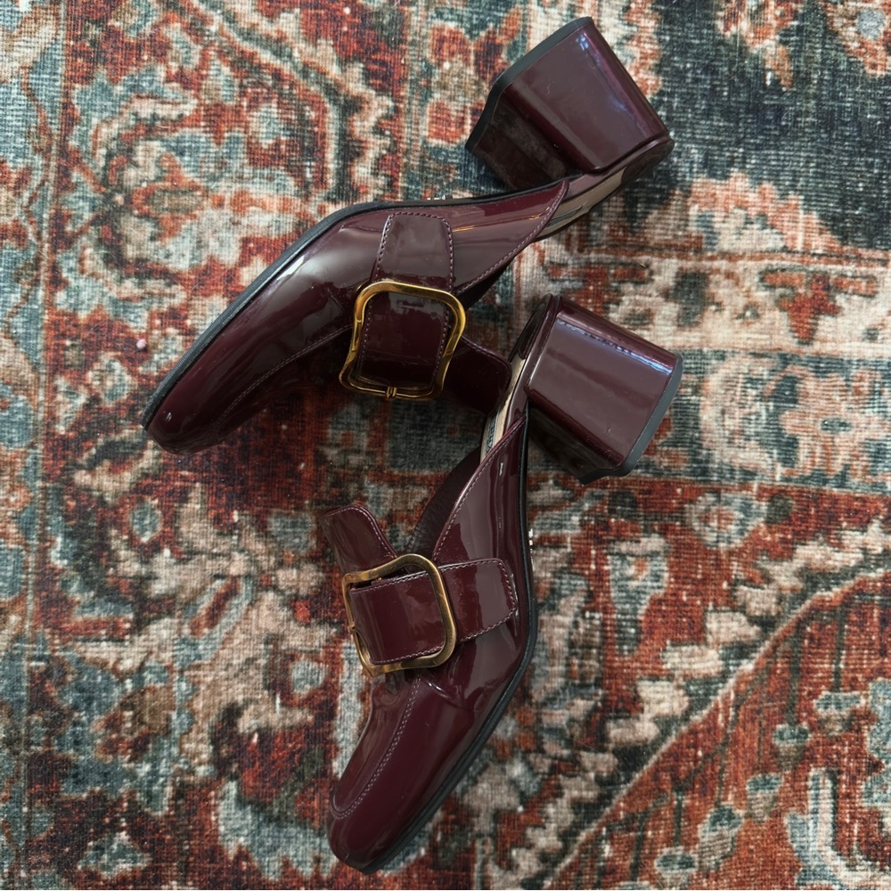Prada Patent Leather Burgundy Mules - Picture 8 of 10